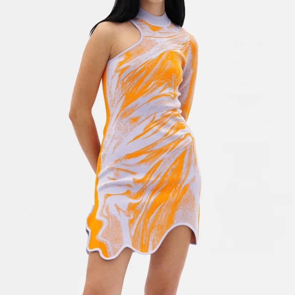 PH5 Vibrant Orange and Lavender Wavy Dress